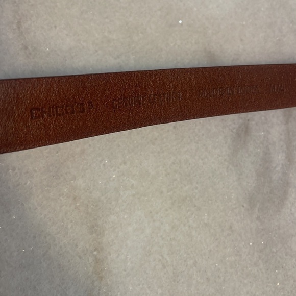 Chico’s belt woman genuine Red leather fashion silvertone hook buckle  Sz M/L main image 8